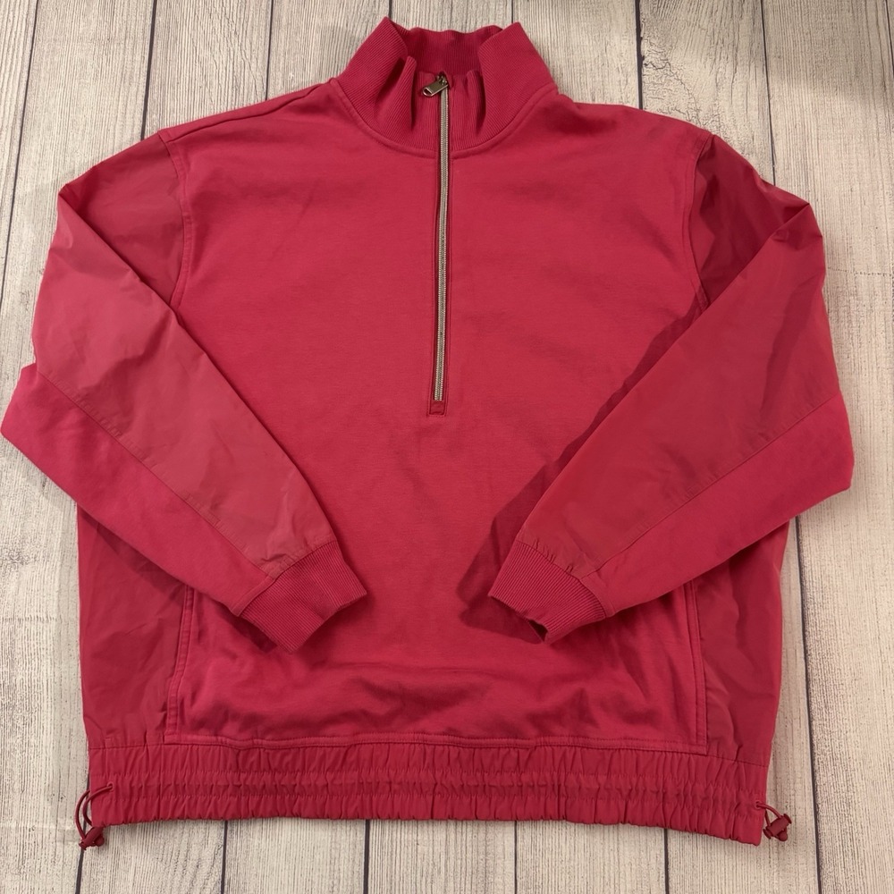 Athleta Women's Triumph Hybrid Half Zip Sweatshirt Size Medium Salvia Pink